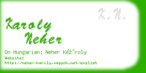 karoly neher business card